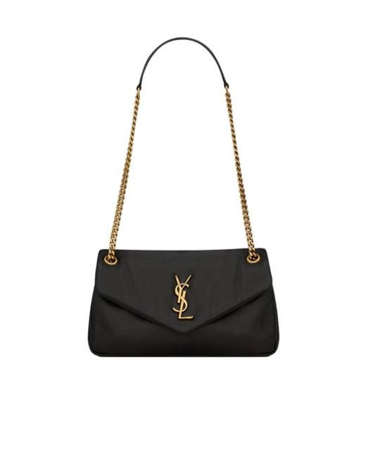 Saint Laurent Black Calypso Logo Plaque Shoulder Bag