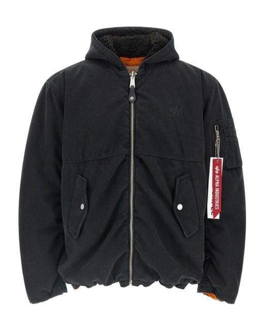 Purple Brand Black Alpha Industries X Reversible Bomber Jacket for men