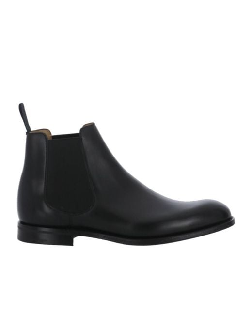 Church's Black Round Toe Slip-On Boots for men