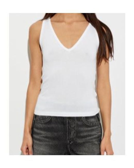 Rag & Bone White Ribbed V-Neck Tank Top