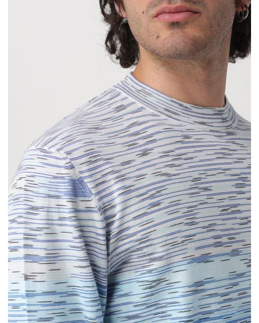 Missoni Blue Slub Straight Hem Knitted Jumper for men