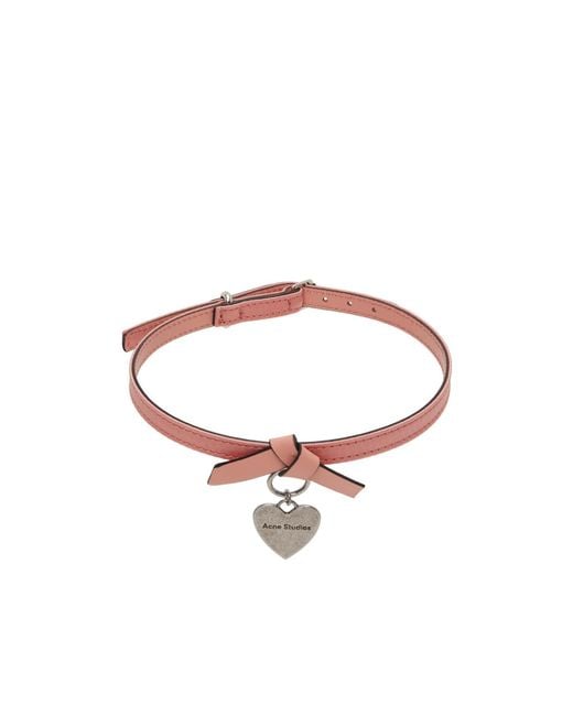 Acne White Musubi Heart-Charm Necklace