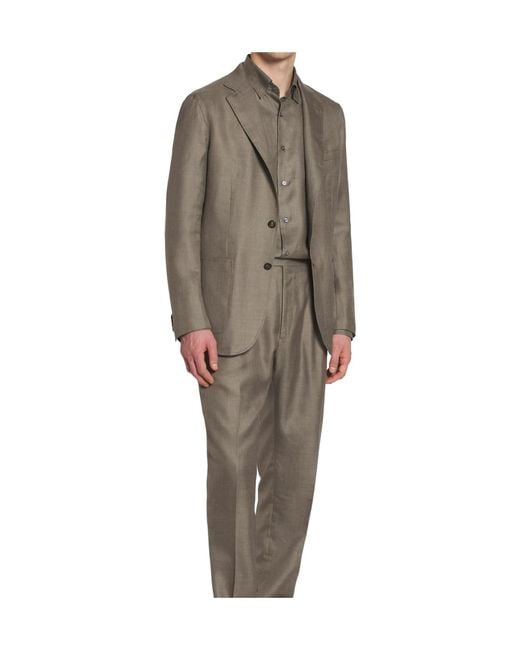 Brioni Brown Zefiro Taupe Silk, Cashmere And Linen Soffio Blazer for men