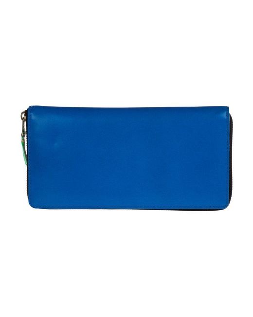 Comme des Garçons Blue Zip Around Wallet