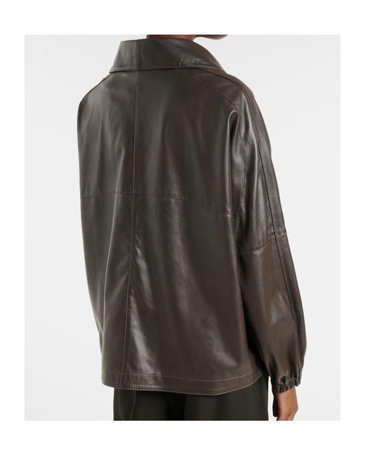 Nour Hammour Brown Anorak Leather Jacket
