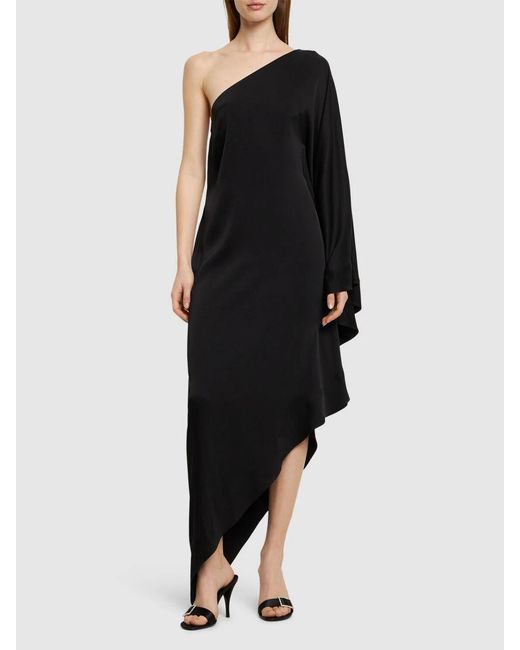 Alexandre Vauthier Black One Shoulder Draped Satin Long Dress