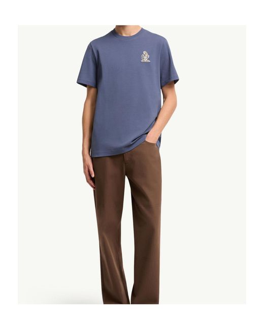 Moncler Blue Logo Cotton T-Shirt for men
