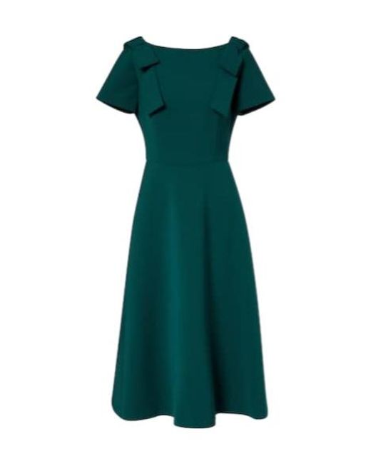 Carolina Herrera Green Bow-Detail Crêpe Midi Dress