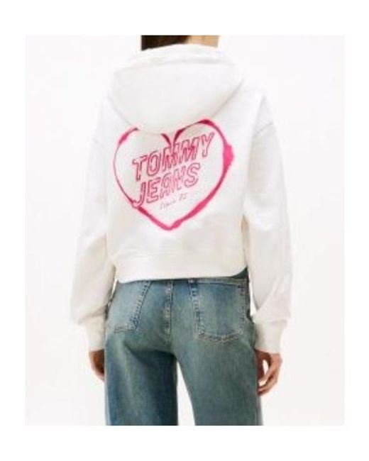 Tommy Hilfiger White Relaxed Cropped Graphic Hoody