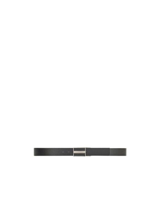 Emporio Armani White Reversible Leather Belt With A Rectangular Plaque Buckle for men