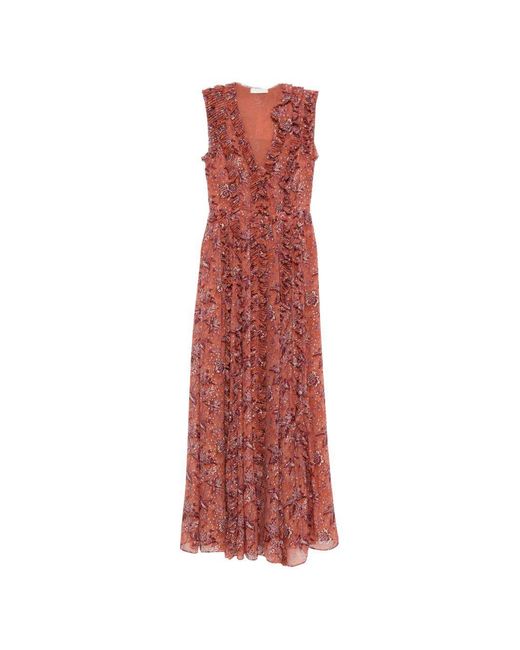 Ulla Johnson Red Aida Ruffled Floral Gown