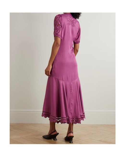 Farm Rio Purple Richilieu Sateen Maxi Dress
