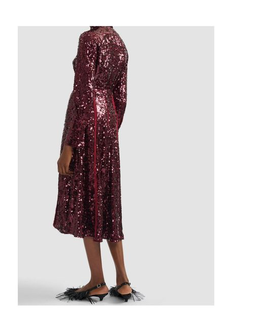 Erdem Purple Sequin A-Line Skirt