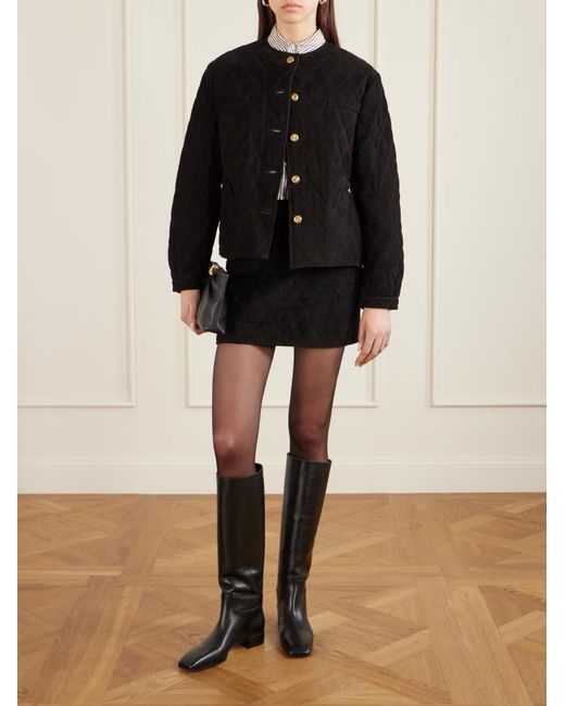 Blazé Milano Black Viva Coci Quilted Suede Mini Skirt