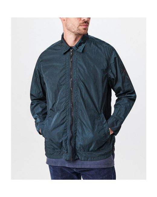 Boss Blue Stand Collar Long Sleeve Coat for men