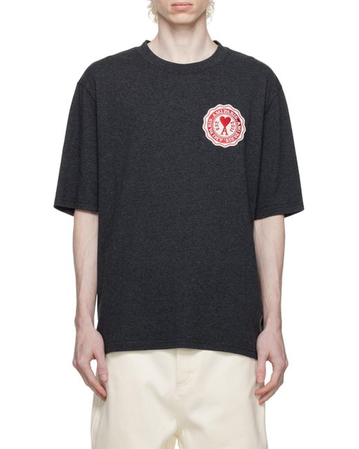 AMI Black Logo-Patch Oversized T-Shirt for men