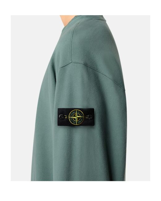 Stone Island Green Logo Patch Long-Sleeved Sweatshirt for men