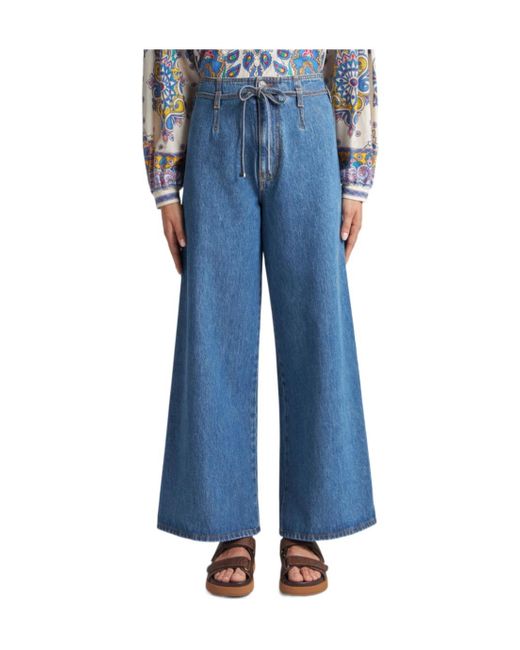Etro Blue Belt Detailed Culotte Jeans