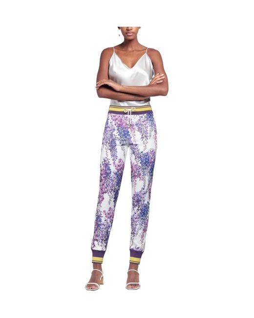 Dolce & Gabbana Blue Floral Printed Elastic Waist Pants