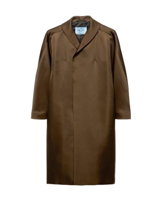Prada Brown Single-Breasted Double Satin Coat