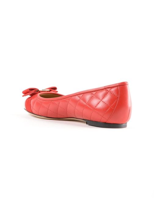 Ferragamo Red Bow Tie Ballet Shoes