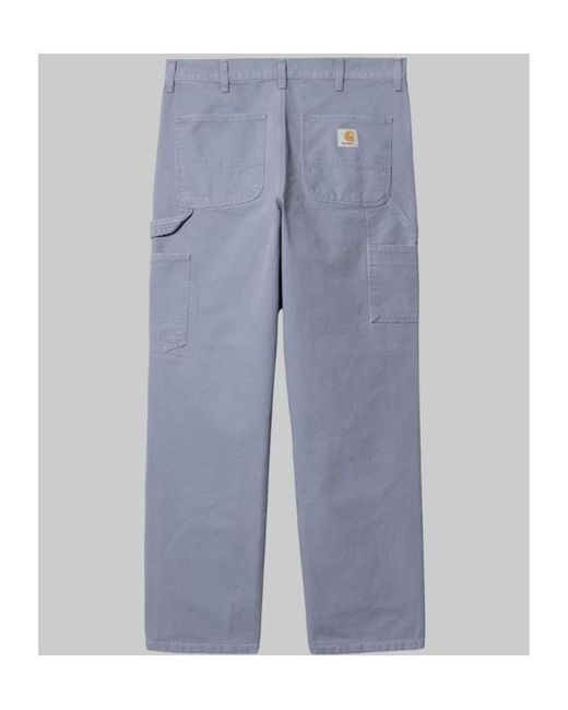 Carhartt Blue Double Knee Mid-Waist Straight-Leg Trousers for men