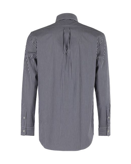 Polo Ralph Lauren Blue Polo Pony-Embroidered Striped Shirt for men