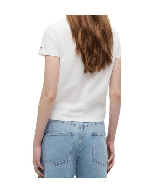 Tommy Hilfiger White Repeat Logo Washed Jersey T-Shirt