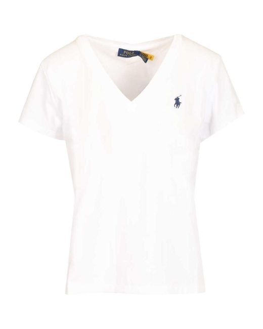 Polo Ralph Lauren White V-Neck Logo T-Shirt