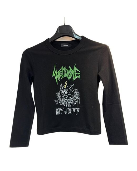 we11done Black Crewneck Sweater for men