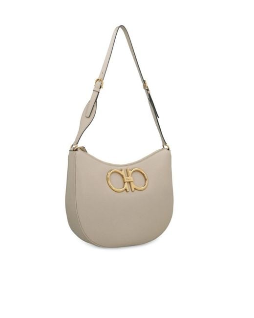 Ferragamo White Ferragamo Maxi G Shoulder Bag