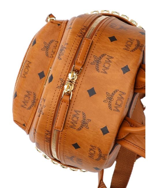 MCM Brown Stark Side Studs Zipped Backpack for men