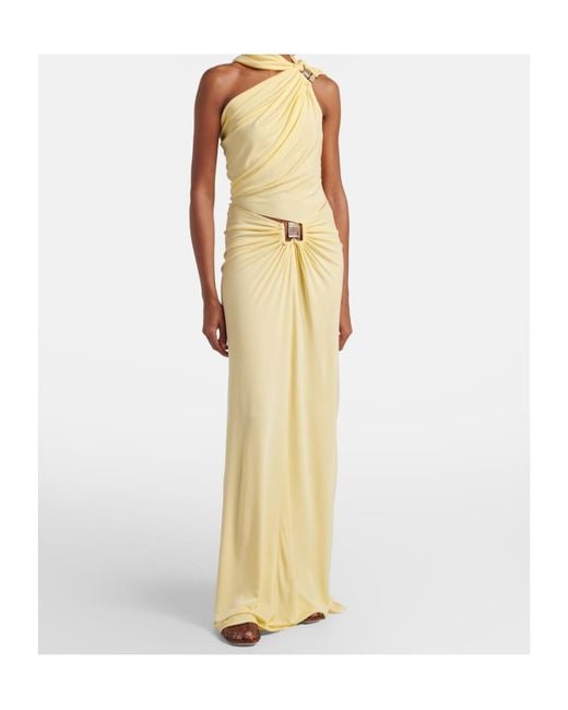 Christopher Esber Metallic Bezel Quartz Gathered Jersey Maxi Skirt