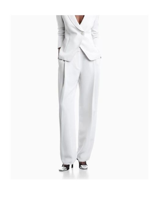 Emporio Armani White Straight-Leg Trousers