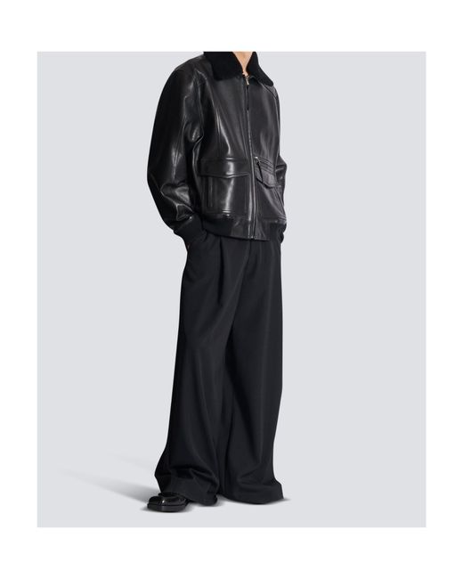 Balmain Black Aviator Zip-Up Bomber Jacket for men