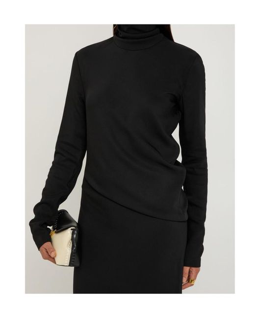 Totême  Black High-Neck Stretch-Crepe Maxi Dress