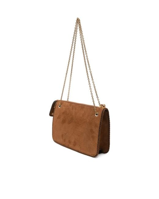Etro Brown Logo-Detail Letaher Shoulder Bag