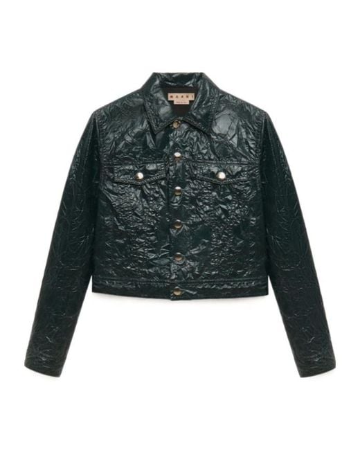 Marni Green Deep Crinkled Taffeta Jacket