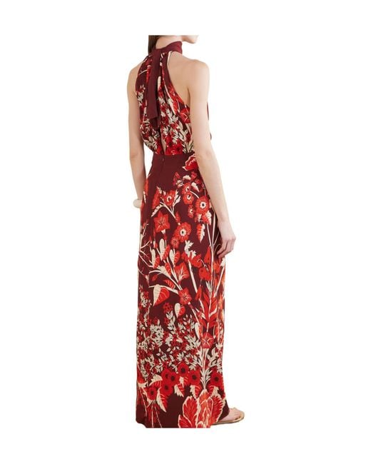 Johanna Ortiz Red Printed Long Dress
