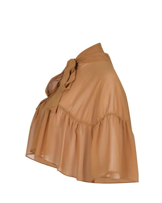 Max Mara Brown Negozi Tie-Neck Cape