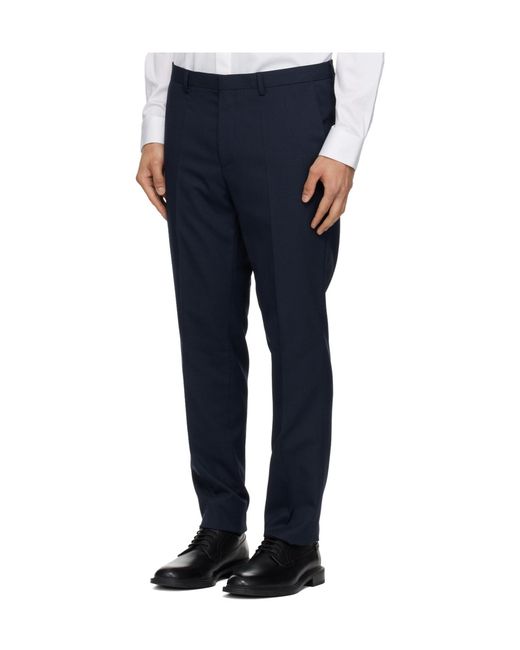 Boss Blue Three-Piece Slim-Fit Stretch Jacquard Suit Set for men