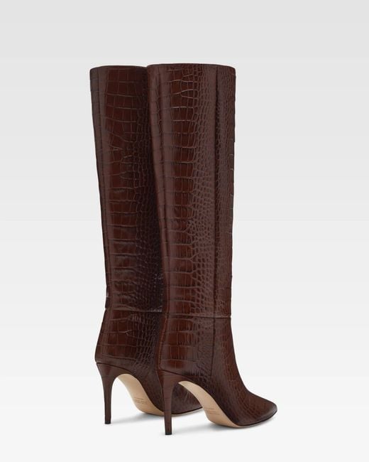 Paris Texas Brown Stiletto 85 Embossed Knee-High Boots