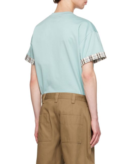 Bottega Veneta Blue Double Layer Checked T-Shirt for men