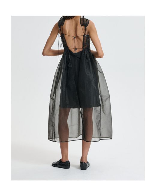CECILIE BAHNSEN Black Camilla Liquid Myrtia Midi Dress
