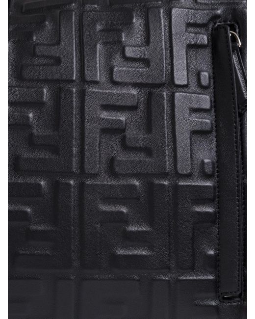 Fendi Black Logo-Embossed Holdall Bag for men