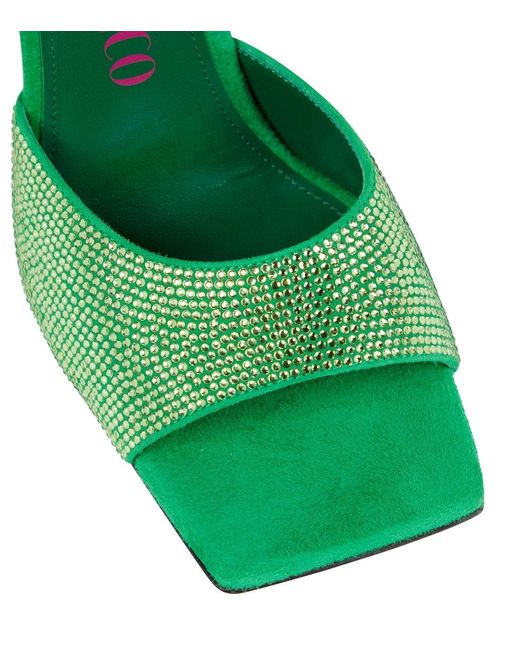 The Attico Green Devon Embellished Leather And Suede Sandals