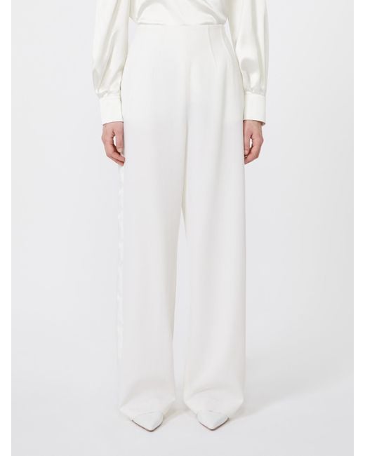 Max Mara White Balta High-Waist Wide-Leg Pants