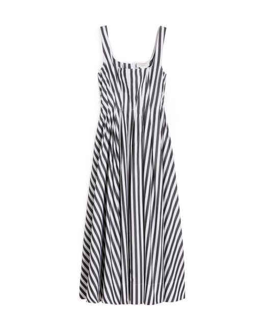 Sportmax White Fit-And-Flare Cotton-Poplin Dress With Square Neckline