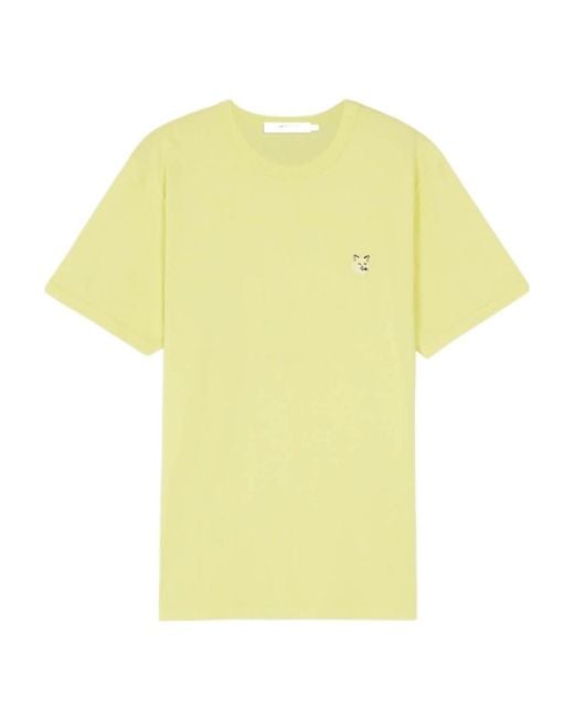 Maison Kitsuné Yellow Maison Kitsuné Fox Patch Crewneck T-Shirt for men