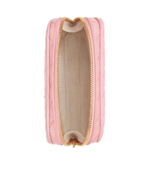 Bottega Veneta Pink Small Calfskin Intrecciato Pouch
